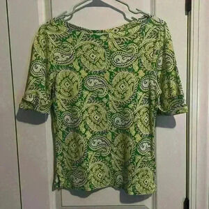 Ralph Lauren Paisley 100% Cotton size Medium shirt w Rolled mid sleeves